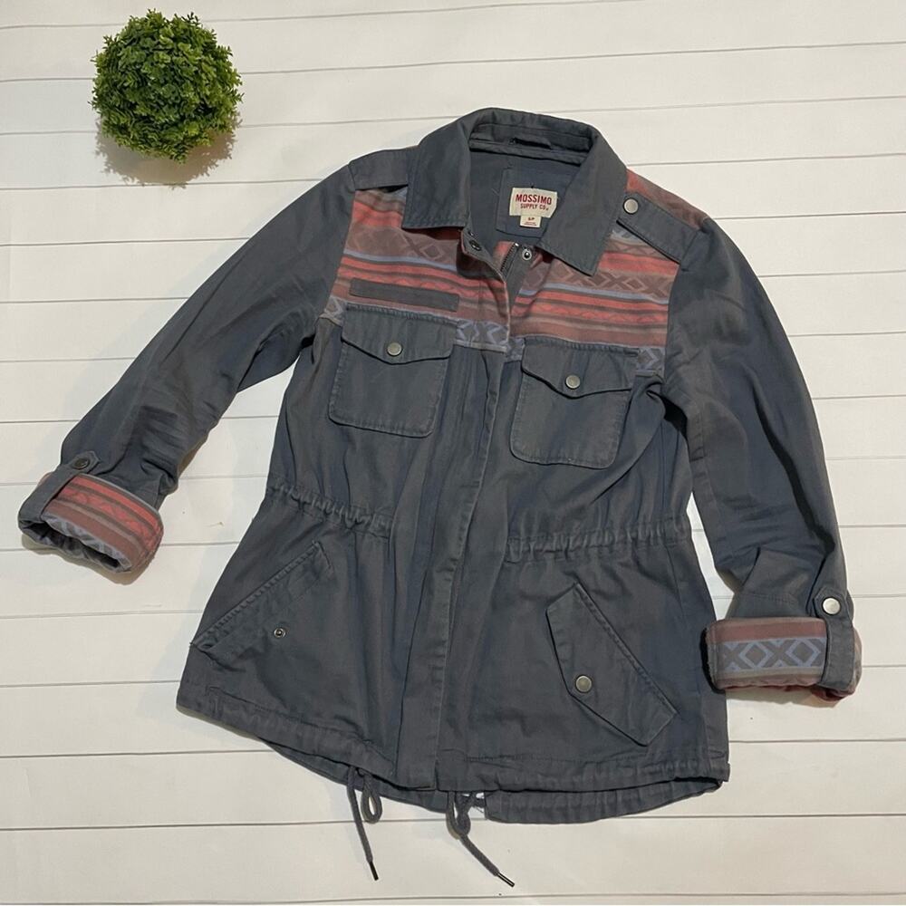 Mossimo Blue Pink Southwest Western Utility Cargo Anorak Jacket Womens‎ Small